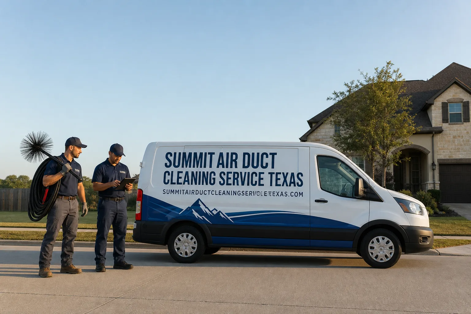 Summit Air Duct Cleaning Service Texas service vehicle and crew in Texas, TX
